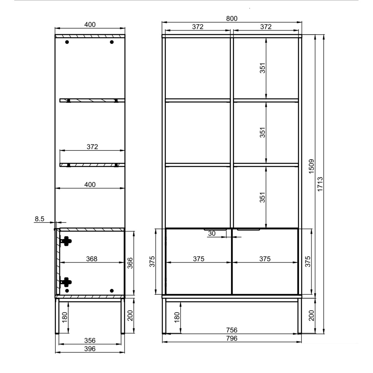 Regał Austin biały & złoty