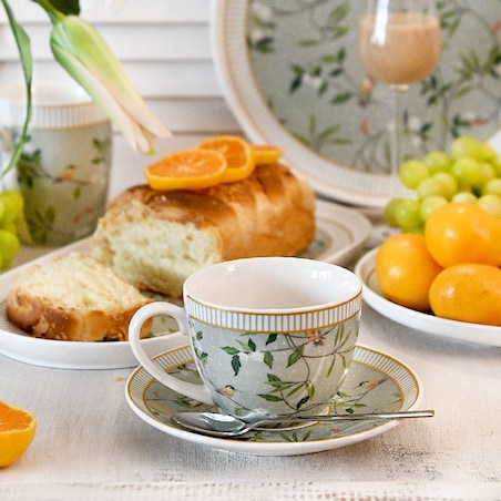 VILLA ITALIA Filiżanka porcelanowa 240 ml ze spodkiem NORIKO GREEN