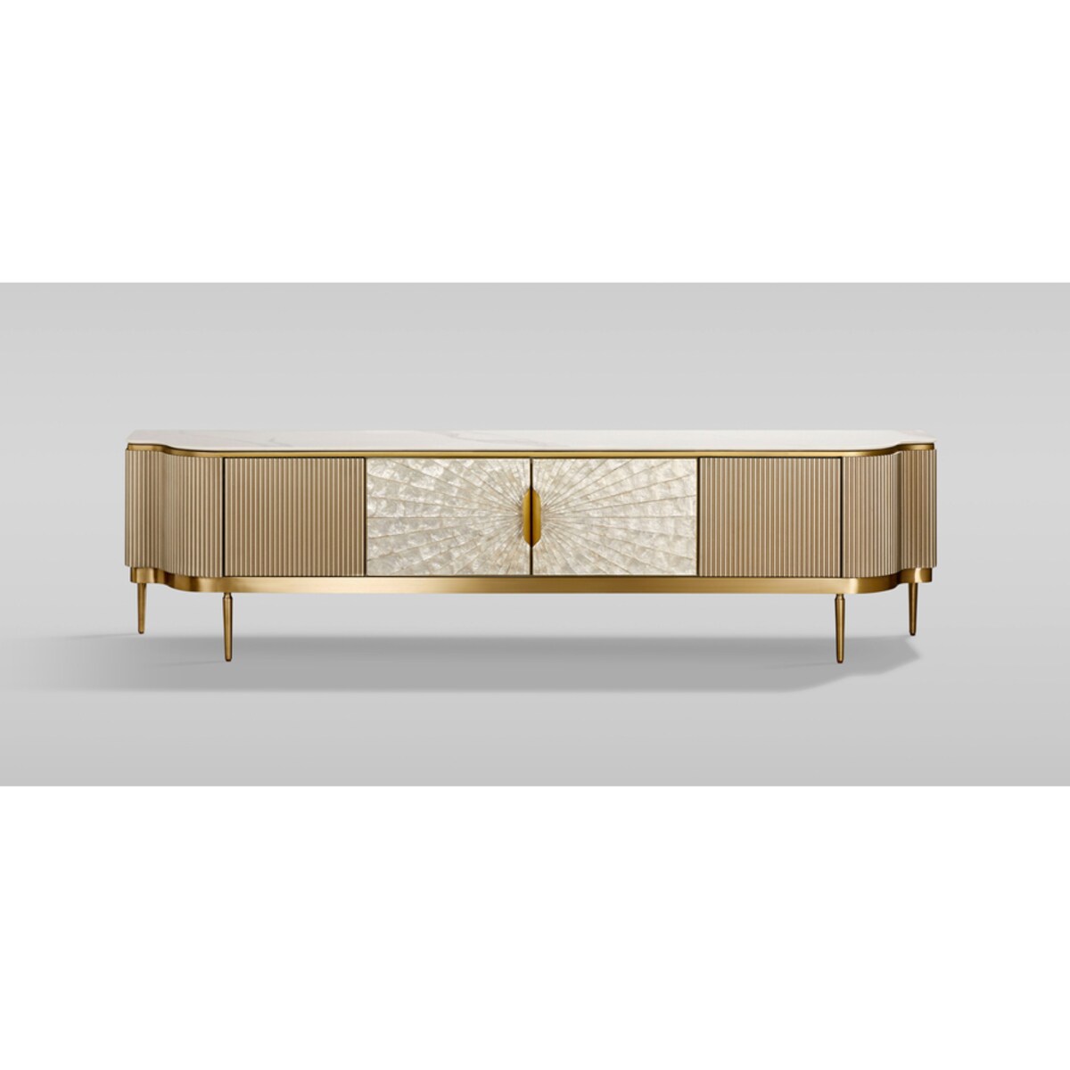 Nowoczesna złota komoda RTV / szafka RTV / szafka pod telewizor Champion Glamour Premium 200x40x52