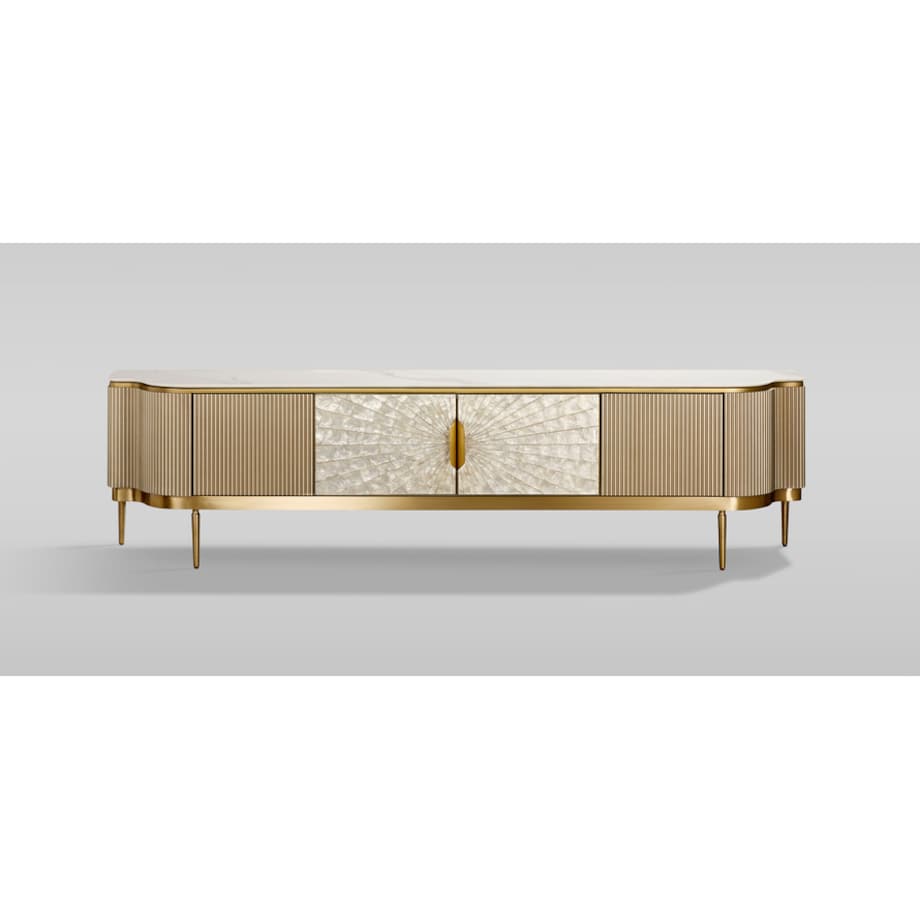 Nowoczesna złota komoda RTV / szafka RTV / szafka pod telewizor Champion Glamour Premium 200x40x52
