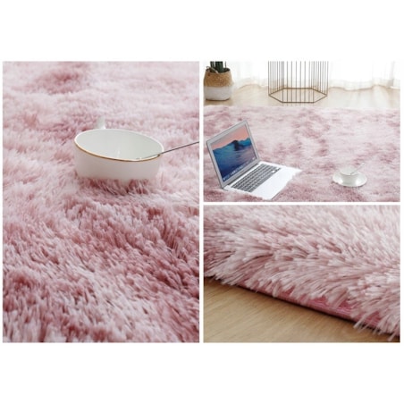 Dywan różowy pluszowy shaggy włochacz rabbit 220x160 cm mięciutki miły xxl