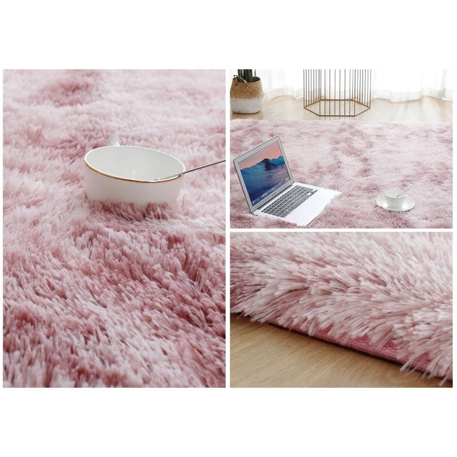 Dywan różowy pluszowy shaggy włochacz rabbit 220x160 cm mięciutki miły xxl