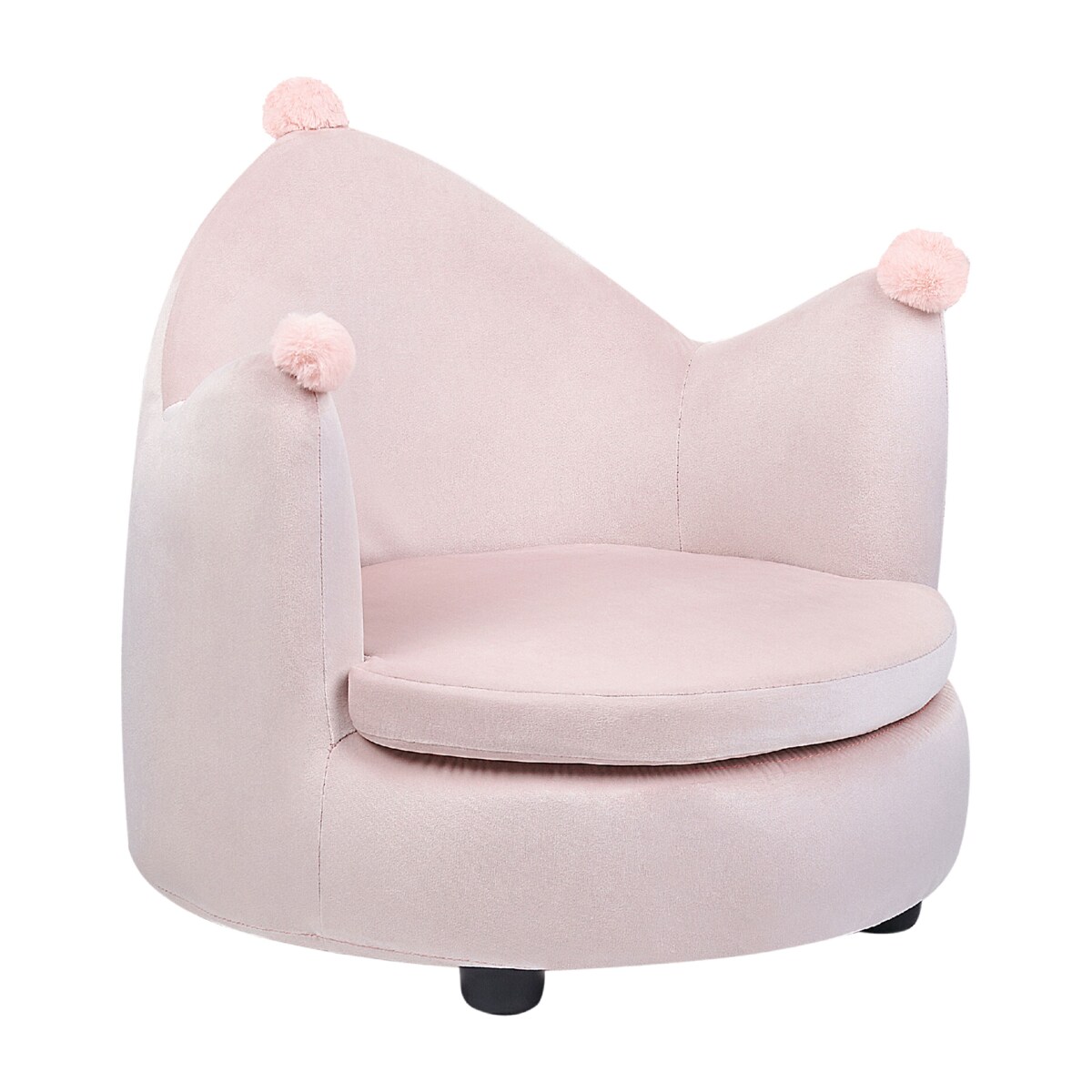 Fotel dziecięcy welurowy korona różowy VEGA