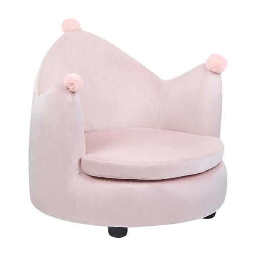 Fotel dziecięcy welurowy korona różowy VEGA