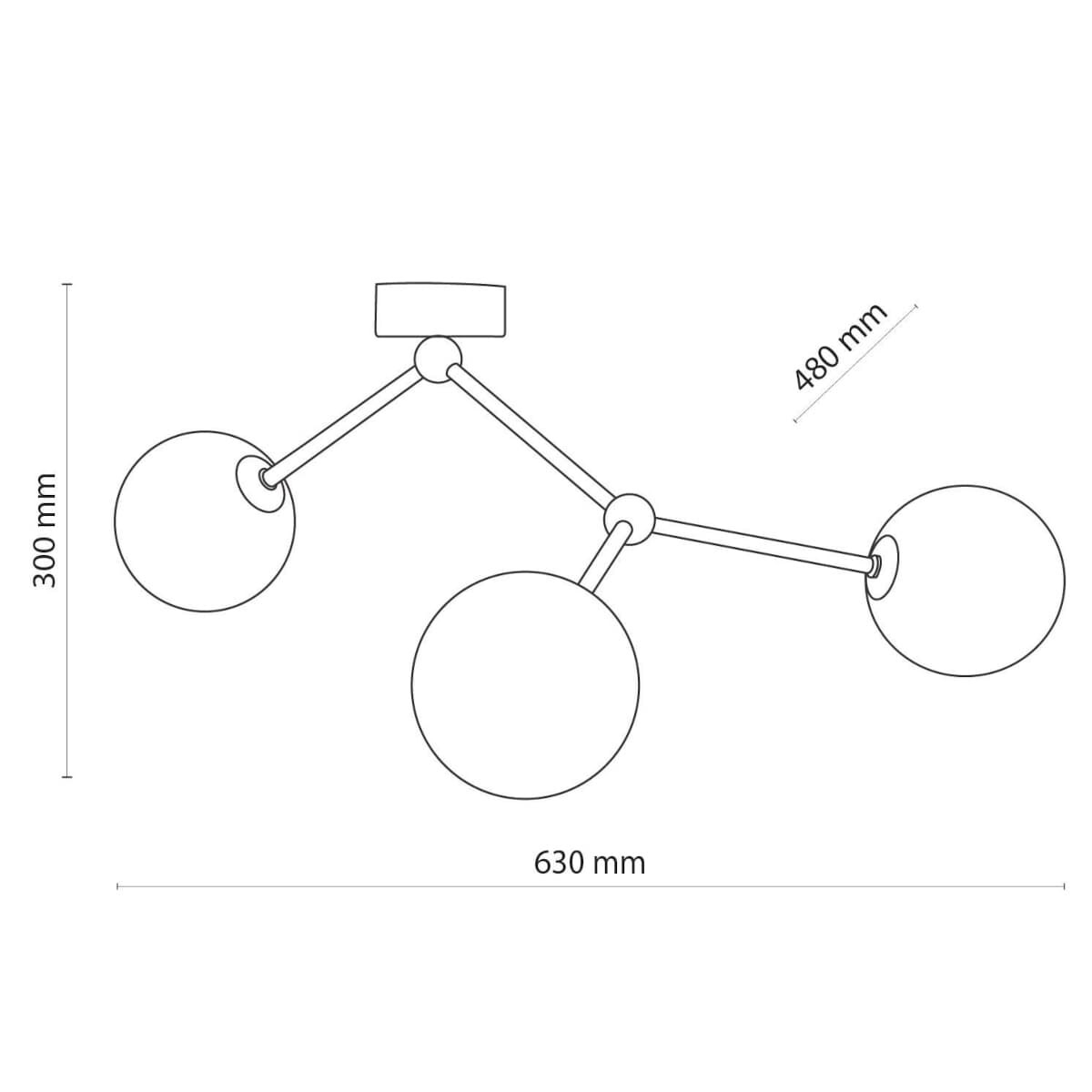 Molekułowa lampa sufitowa potrójna Fairy 4854 TK Lighting czarna biała