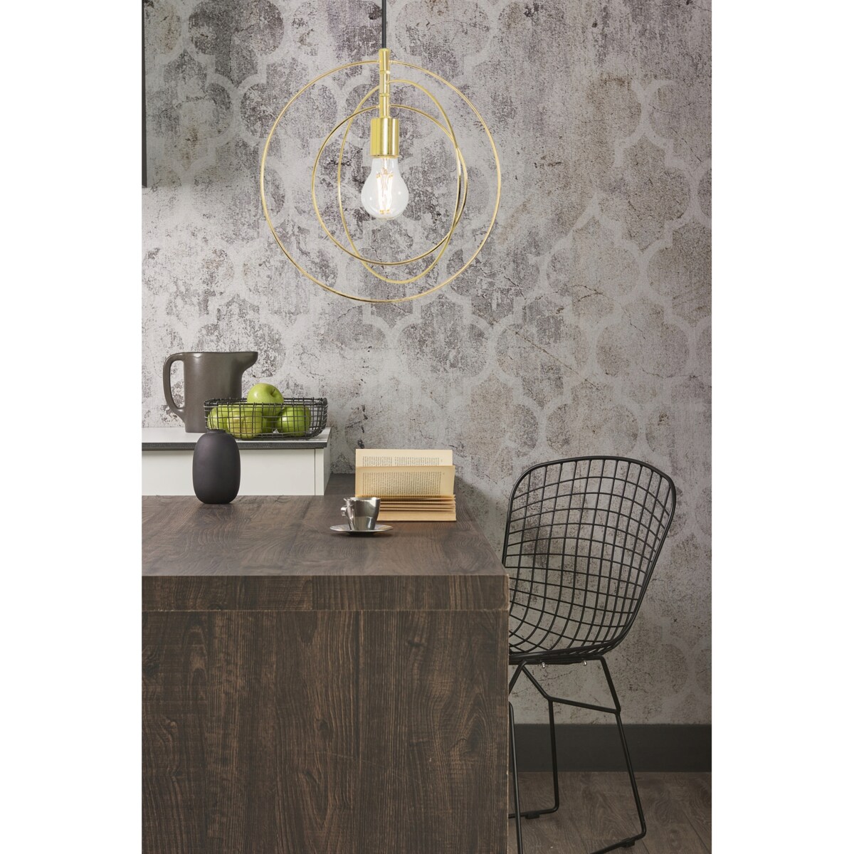 Lampa Sufitowa Metalowa Złote Okręgi Pierścieniowa