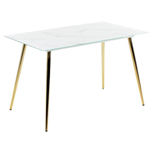 Stół do jadalni szklany 120 x 70 cm efekt marmuru ze złotym MULGA