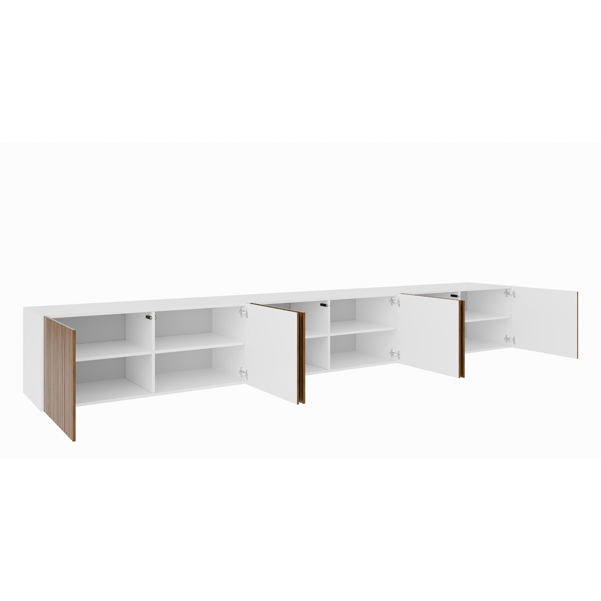 Szafka RTV RIO 300 cm zamknięta pod telewizor, ryflowana- biała+katania