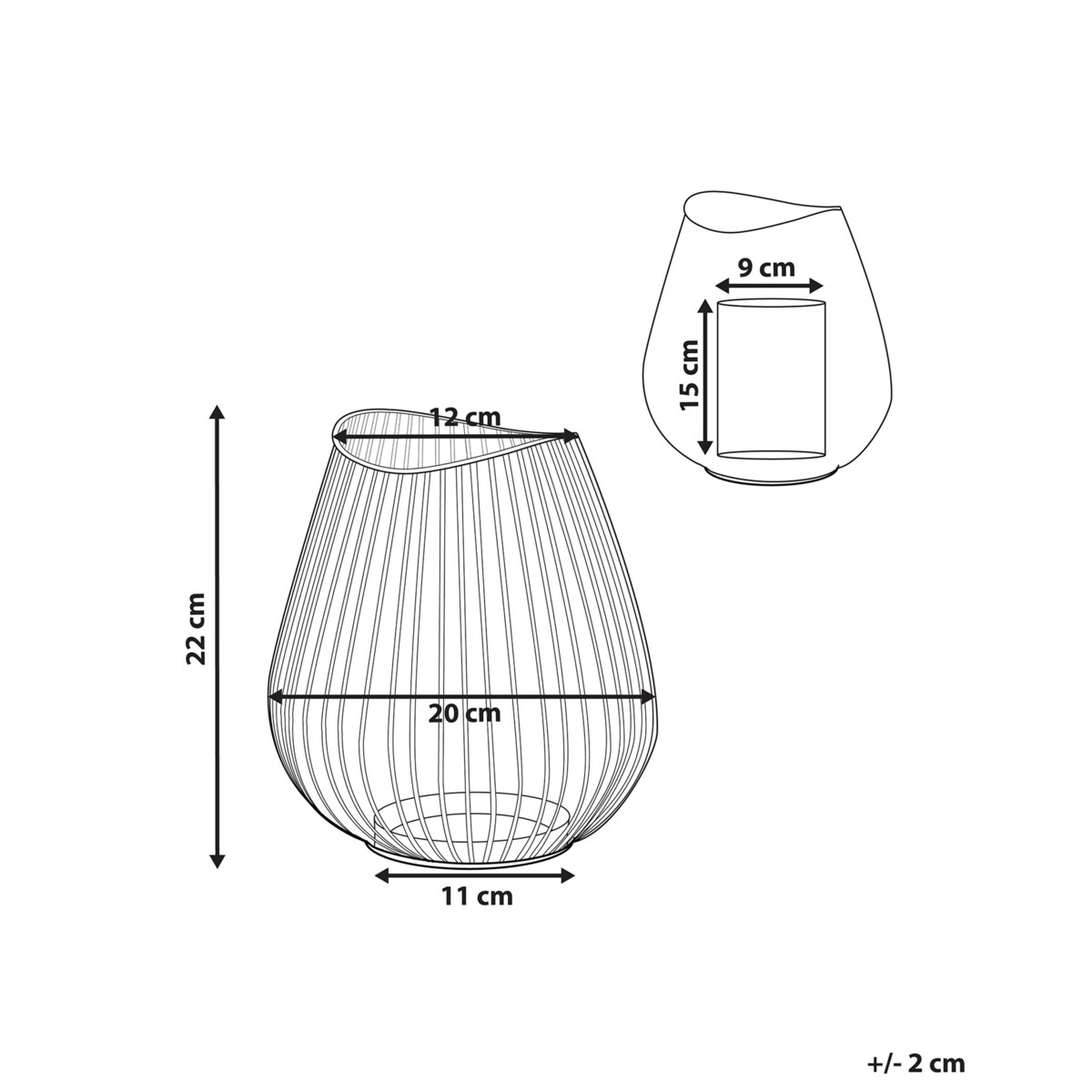 Lampion metalowy 22 cm czarny THURSTON