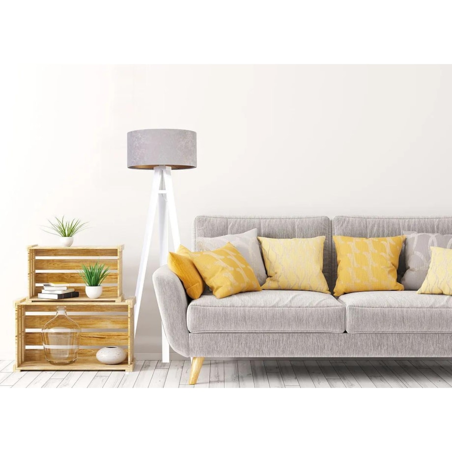 Lampa stojąca HOME 40 szara/złota/biała
