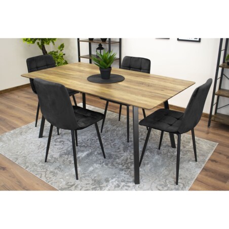 Krzesło Do Jadalni Kuchni Salonu Kara - Czarny Aksamit