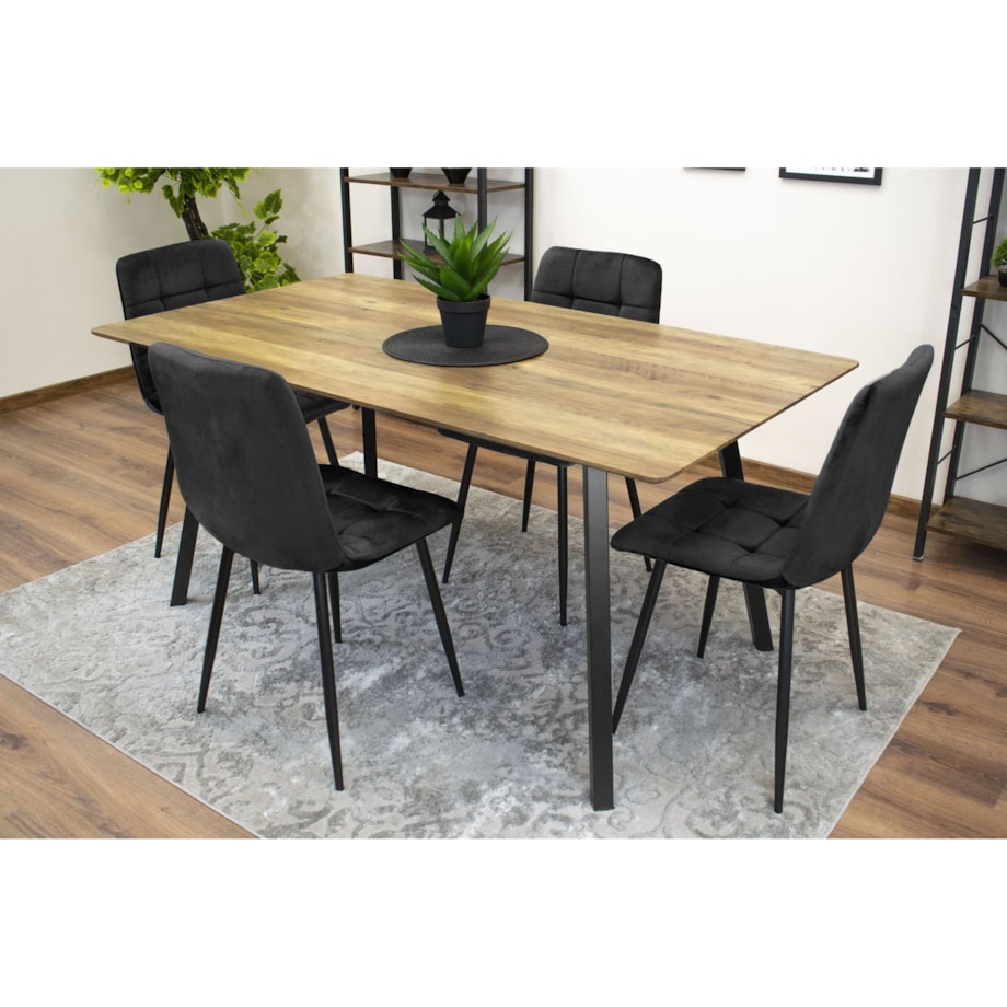 Krzesło Do Jadalni Kuchni Salonu Kara - Czarny Aksamit