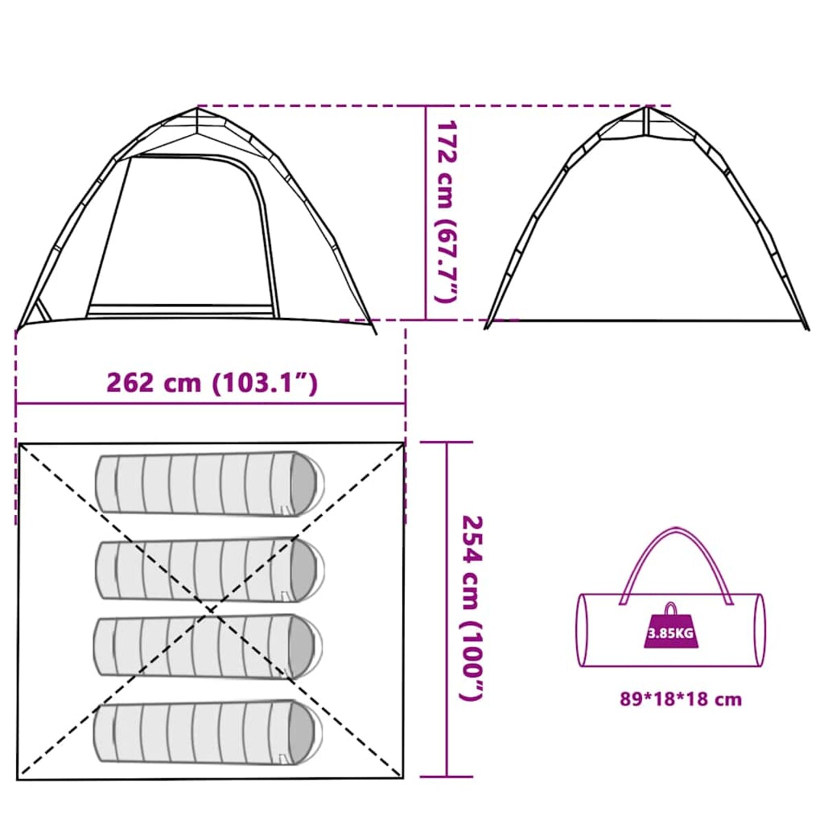 vidaXL Namiot wędkarski, 4-os., moro, szybkie rozkładanie