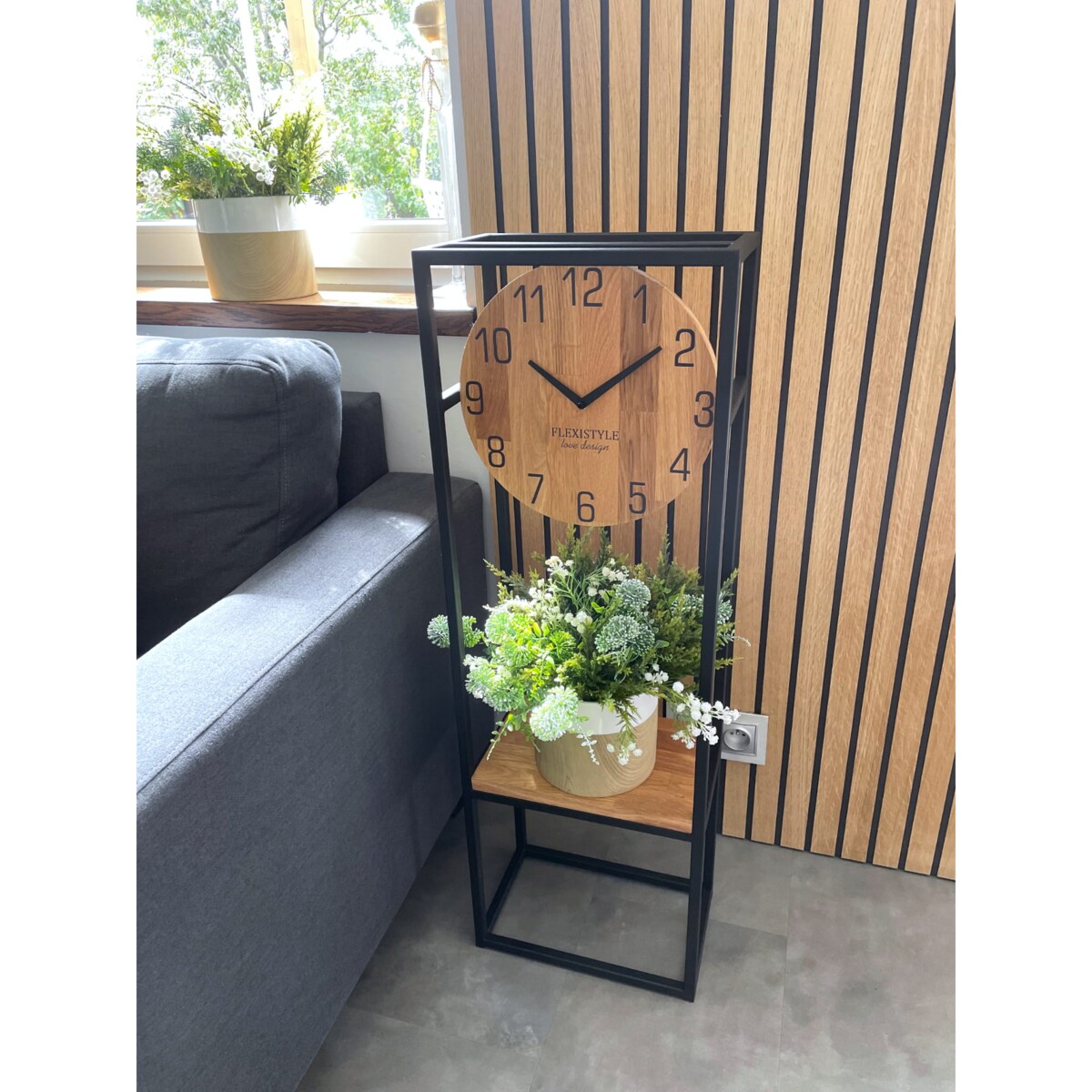 Zegar stojący w konsoli loft dębowy 100cm