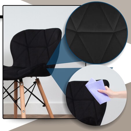 Krzesło Tapicerowane Welurowe Do Jadalni Salonu Pikowane Skandynawskie