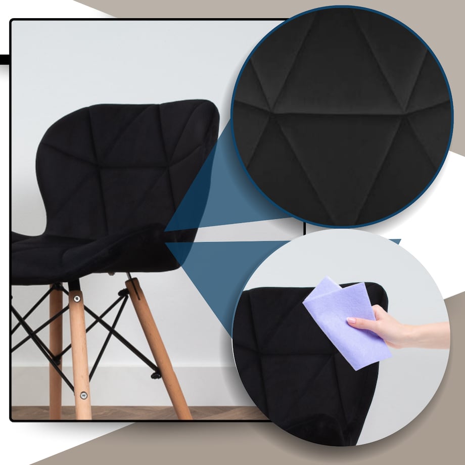 Krzesło Tapicerowane Welurowe Do Jadalni Salonu Pikowane Skandynawskie