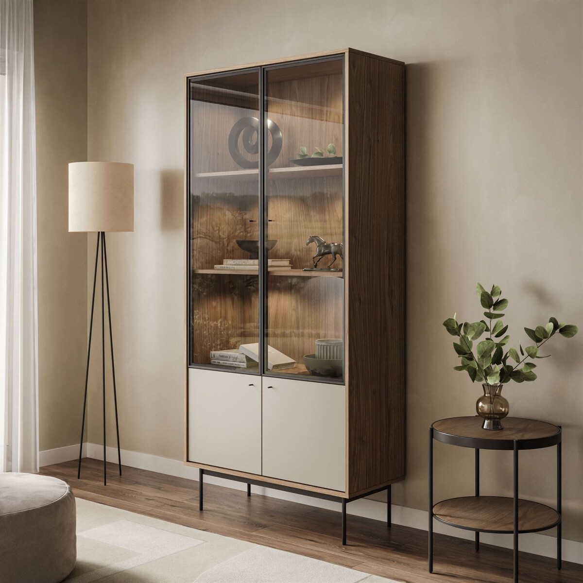 Witryna dwudrzwiowa ISA z oświetleniem LED, glina + columella