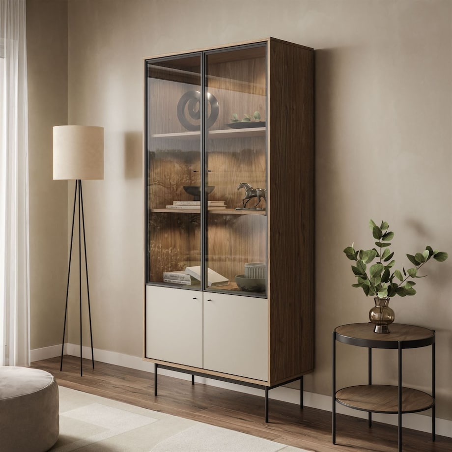 Witryna dwudrzwiowa ISA z oświetleniem LED, glina + columella