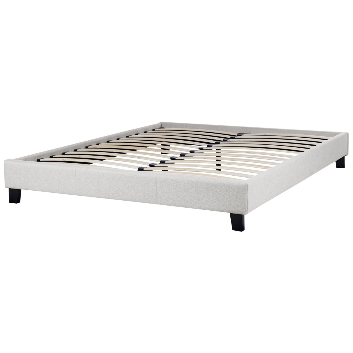 Łóżko jasnoszare tapicerowane ze stelażem 160 x 200 cm ROANNE