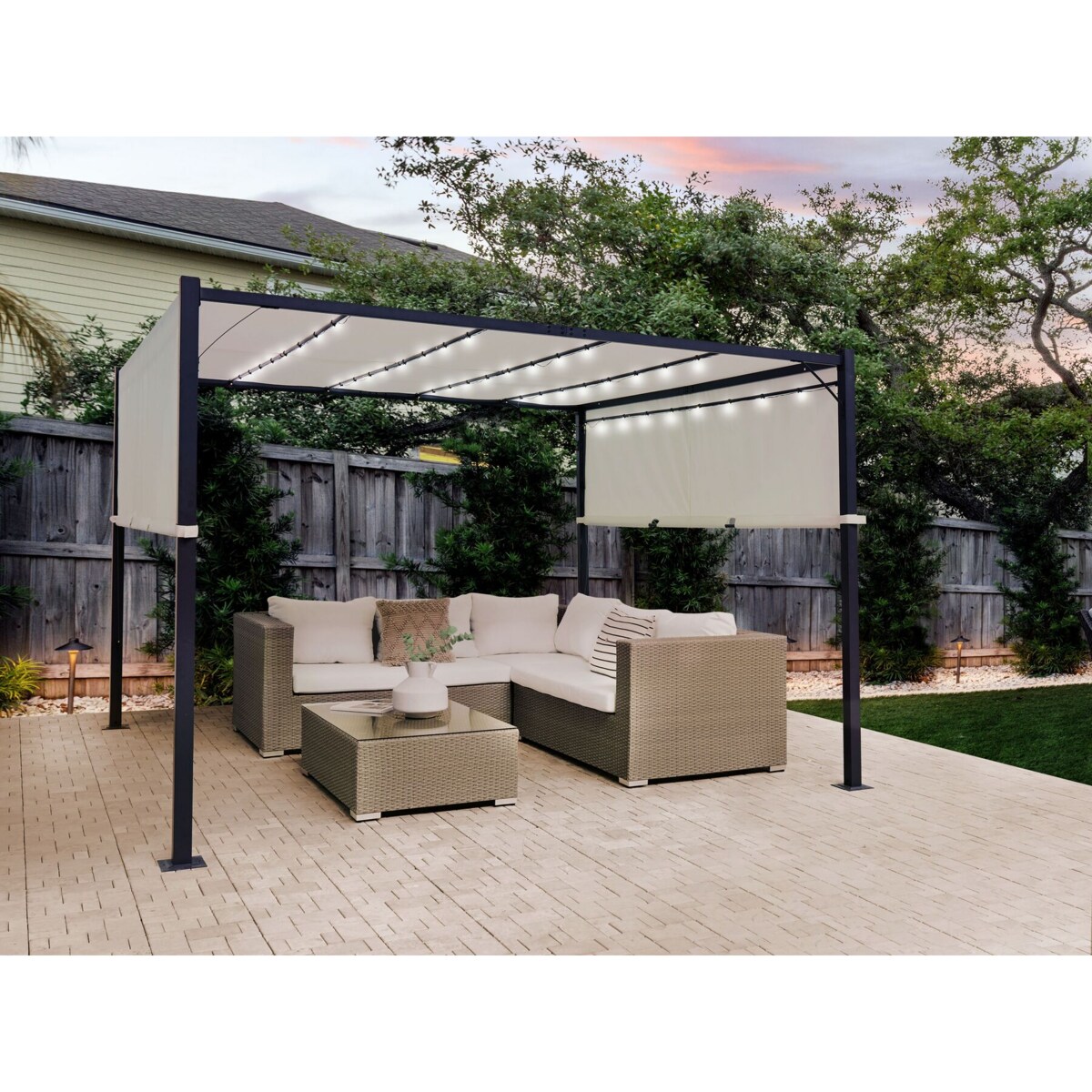 Pawilon ogrodowy LED 310 x 310 cm beżowy PARGA