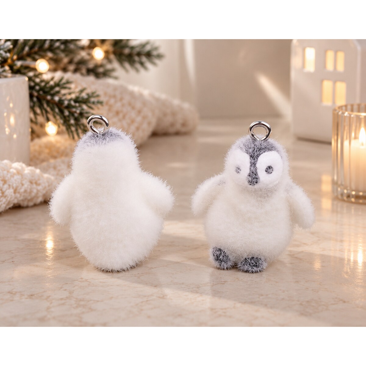 Zestaw 10 dekoracji SHP PENGUIN pingwiny zawieszki czarno białe