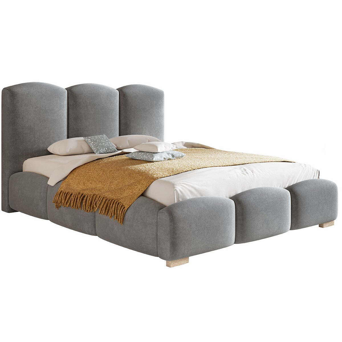 Łóżko sypialniane 200x200 BEN 14-szare- stelaż metalowy, pojemik na pościel