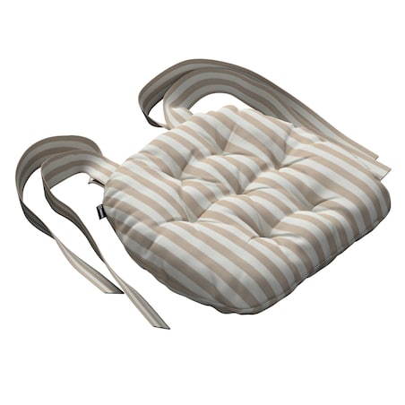 Poduszka na krzesło Marcin, beżowo-białe pasy (1,5cm), 40 x 37 x 8 cm, Christmas