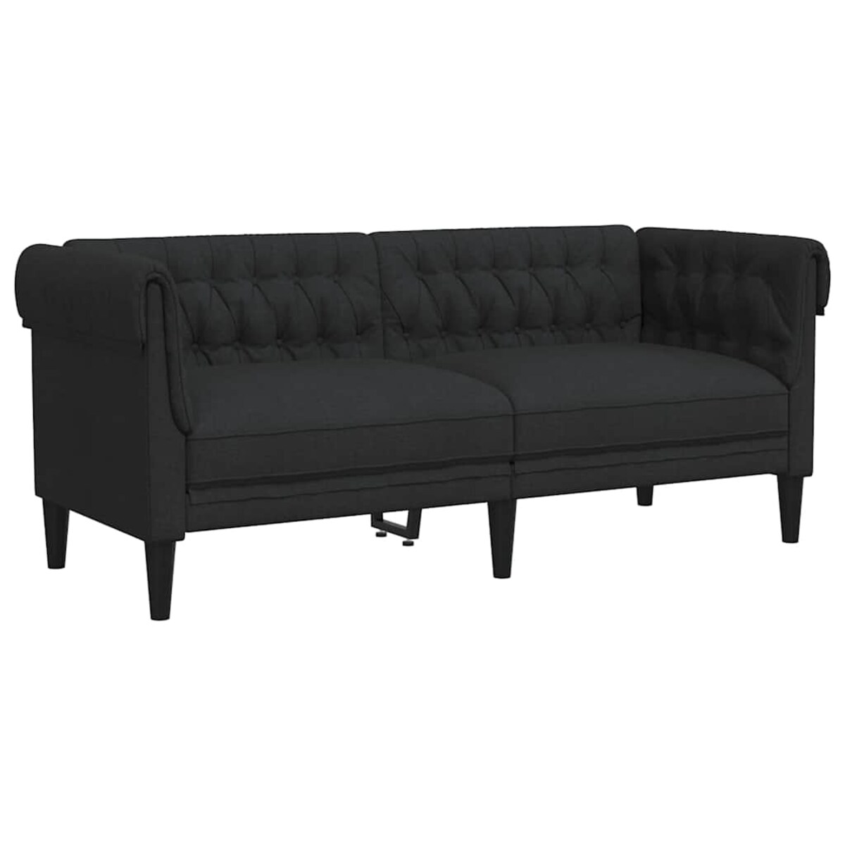 vidaXL Sofa Chesterfield, dwuosobowa, czarna, obita tkaniną