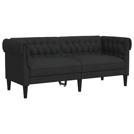 vidaXL Sofa Chesterfield, dwuosobowa, czarna, obita tkaniną