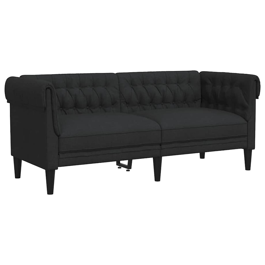 vidaXL Sofa Chesterfield, dwuosobowa, czarna, obita tkaniną