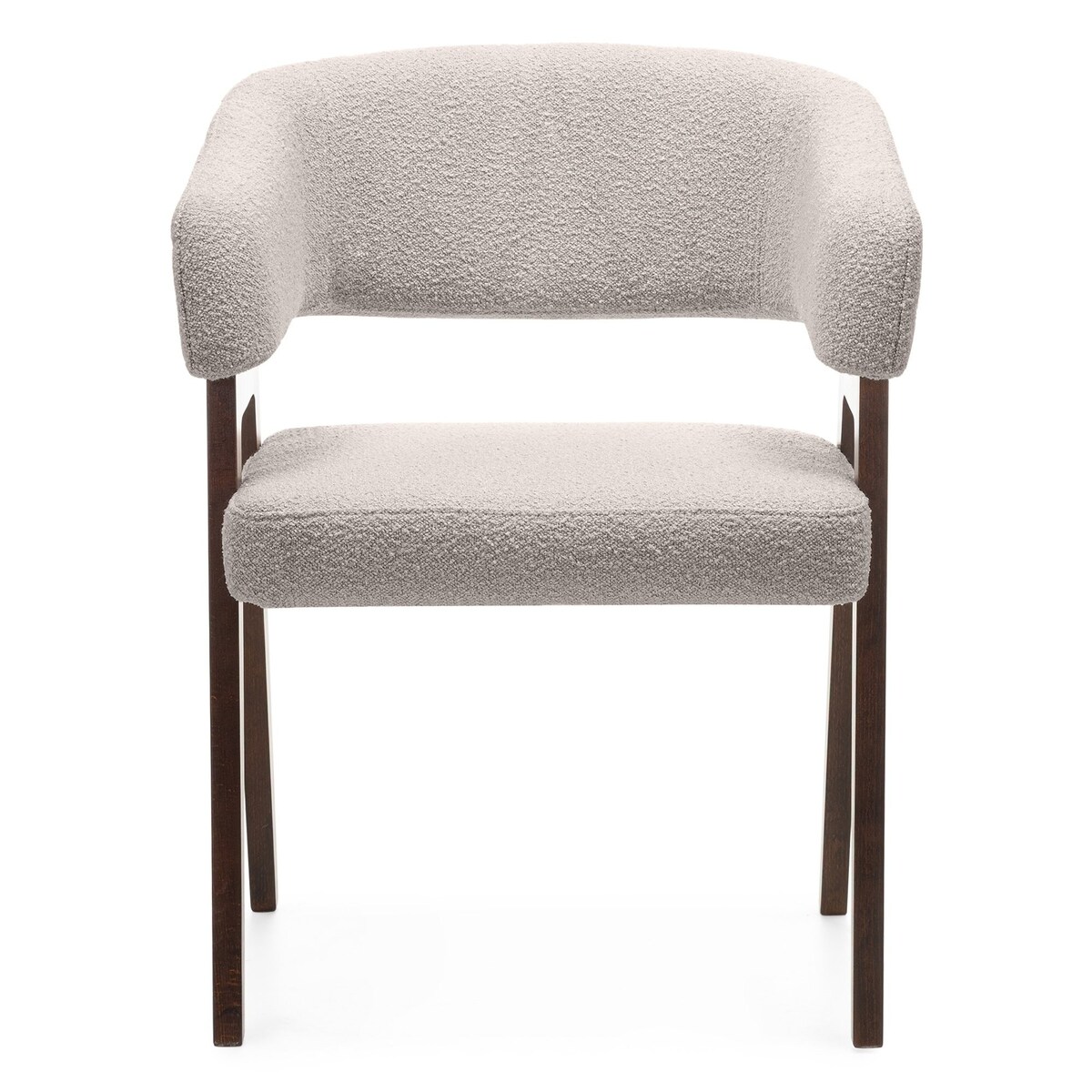 Krzesło tapicerowane, bouclé, szarobeżowe/orzech Coba