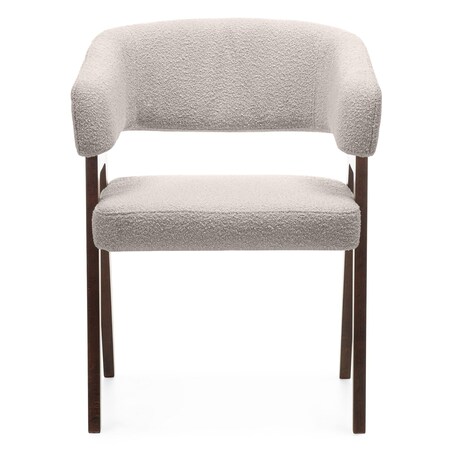 Krzesło tapicerowane, bouclé, szarobeżowe/orzech Coba