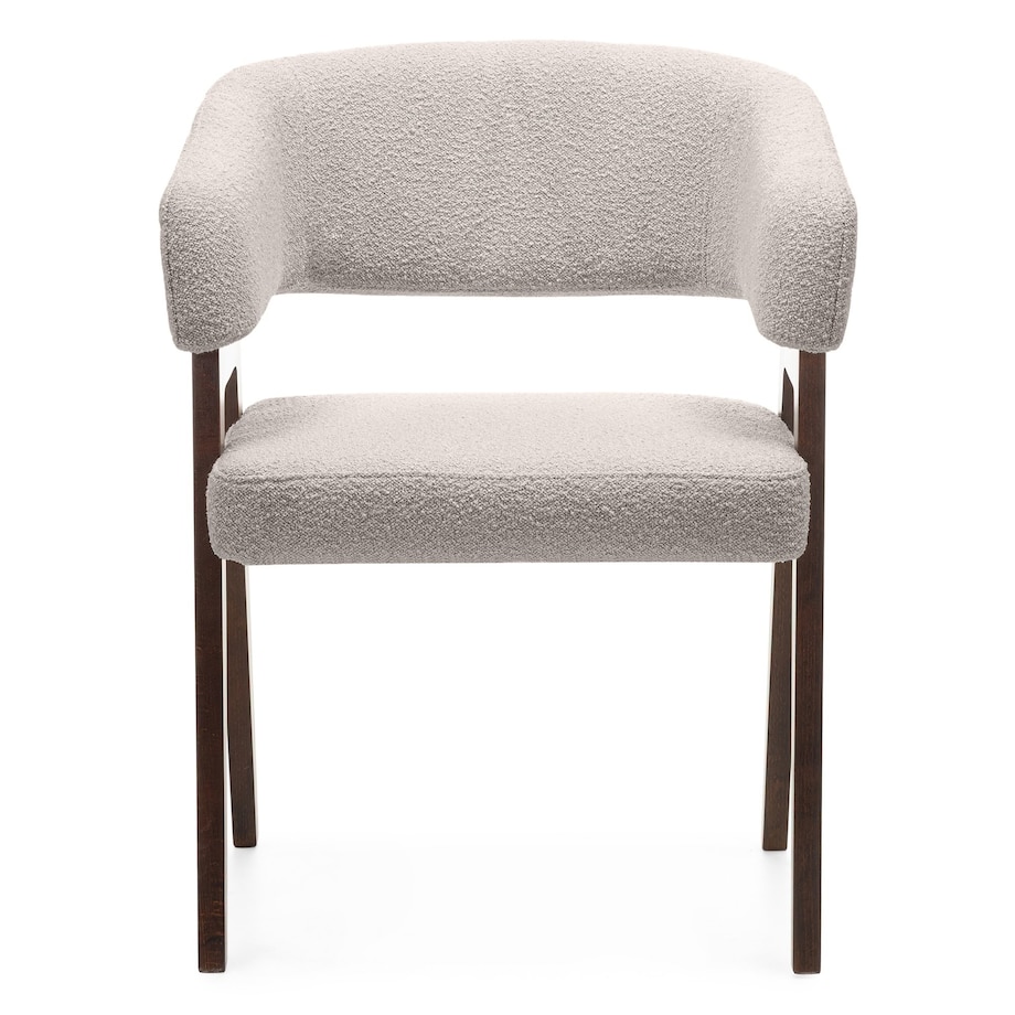 Krzesło tapicerowane, bouclé, szarobeżowe/orzech Coba