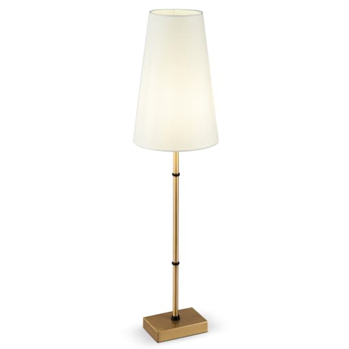 Lampka stołowa Saragossa H001TL-01BS prosta do gabinetu biała złota
