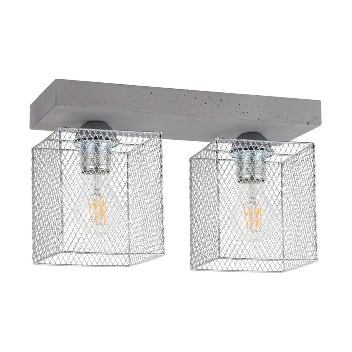 Lampa Sufitowa BRITOP Lighting 2xE27 Max.60W Klasyczny Szary Beton z Chromowanym Kloszem, Polski Producent, 1 szt.