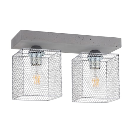 Lampa Sufitowa BRITOP Lighting 2xE27 Max.60W Klasyczny Szary Beton z Chromowanym Kloszem, Polski Producent, 1 szt.