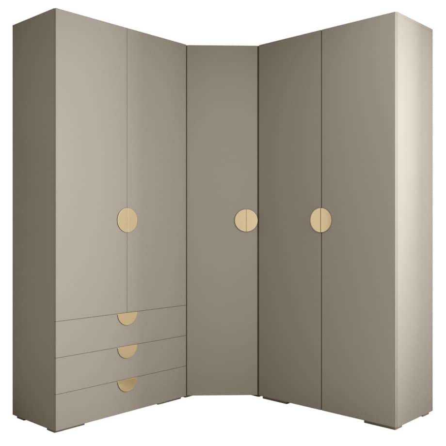 Garderoba wysoka do przedpokoju INOVA 4 Z1 kaszmir+złoty