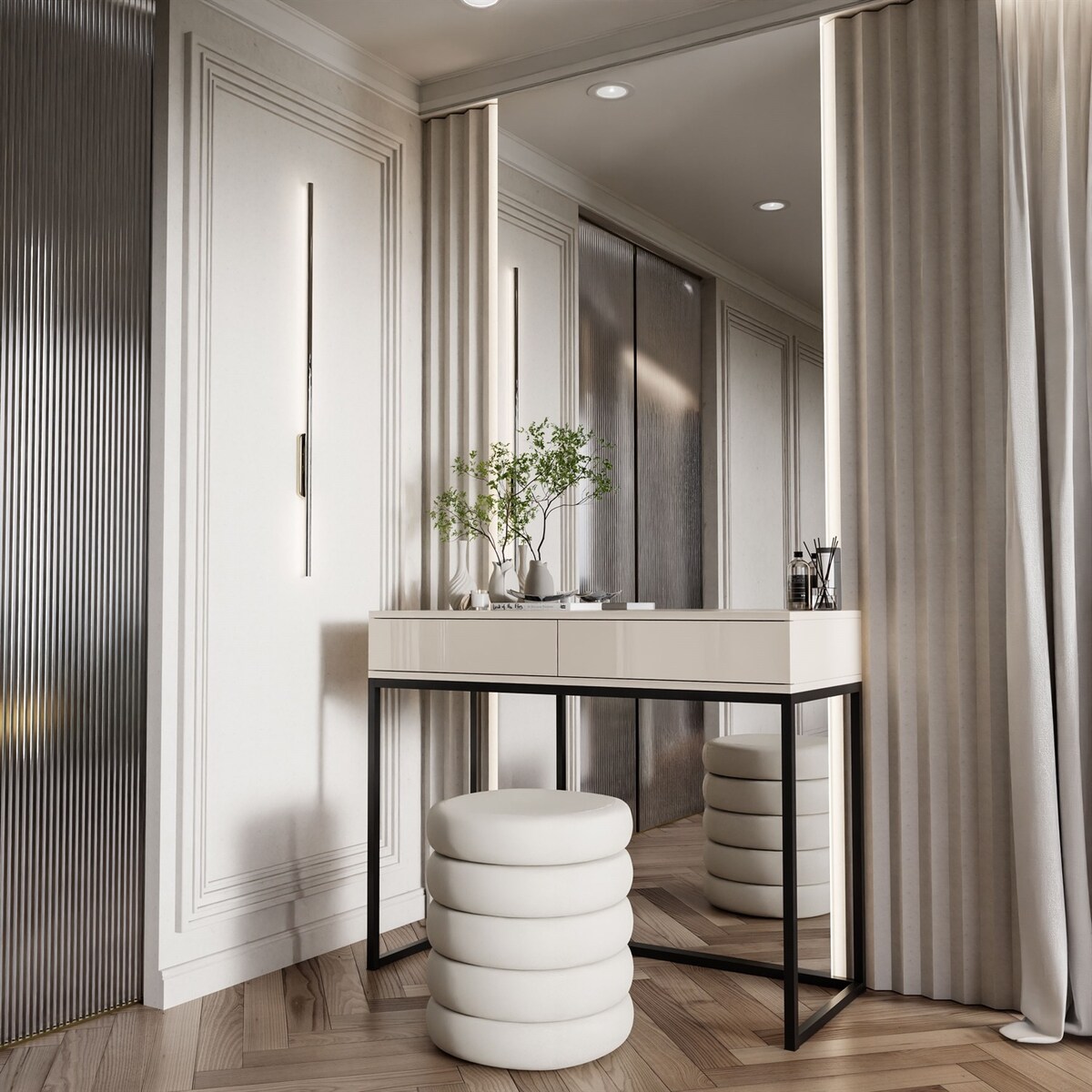 Konsola BLANCO GLAMOUR kaszmir na stelażu carnym, push-to-open