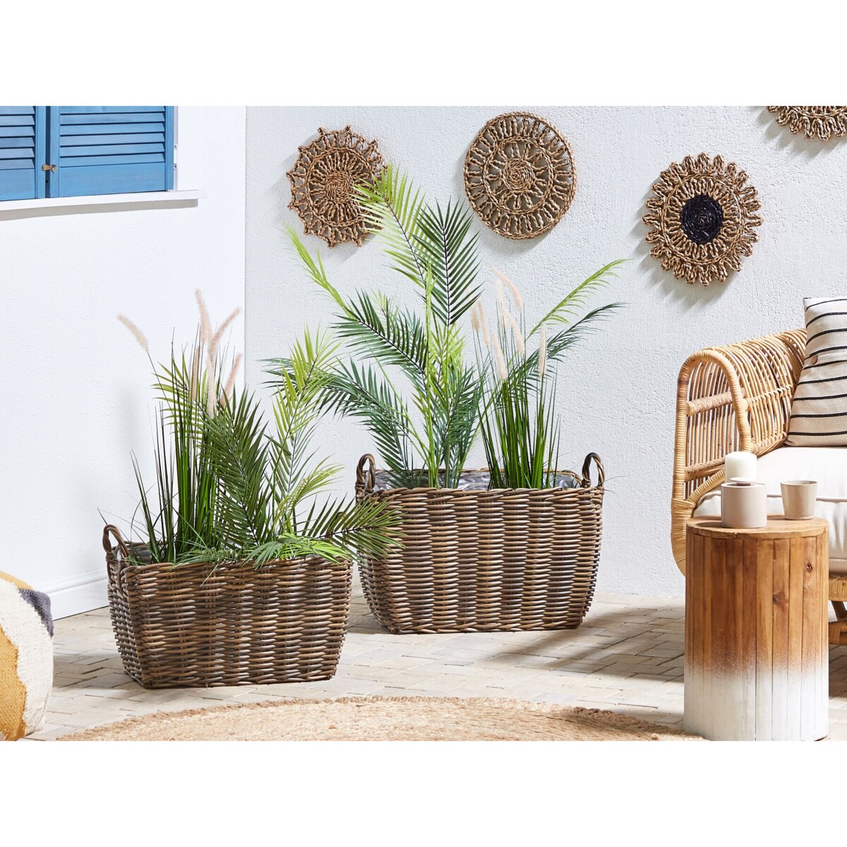 Zestaw 2 koszy na kwiaty z technorattanu brązowy ORMOS