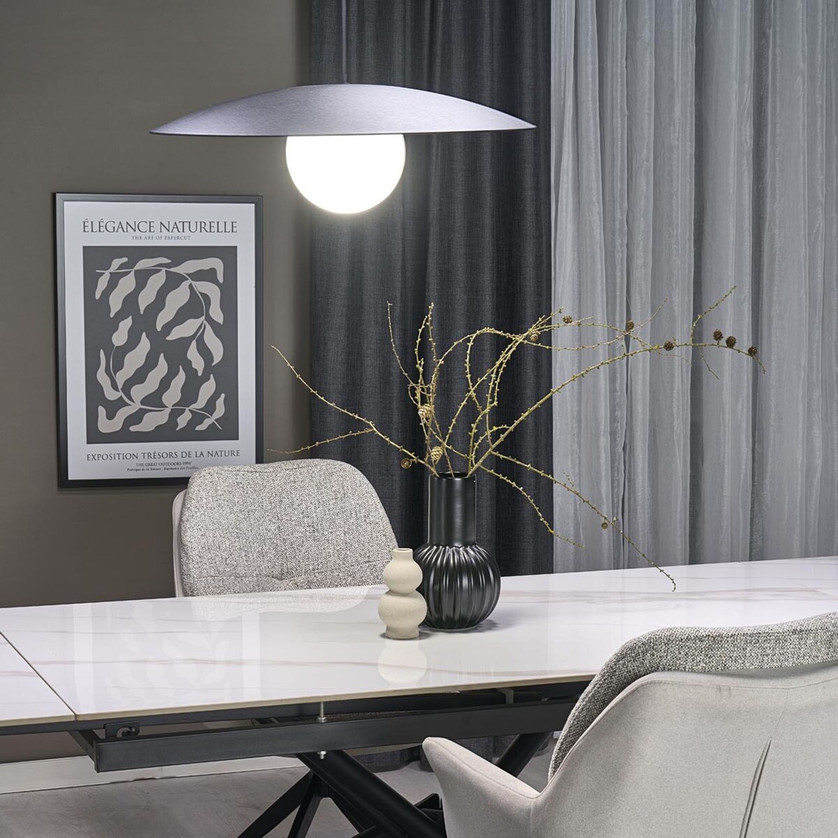 Lampa Wisząca SLATE Czarna-Biała, Szklana, Ø 65 cm, E27, TK Lighting