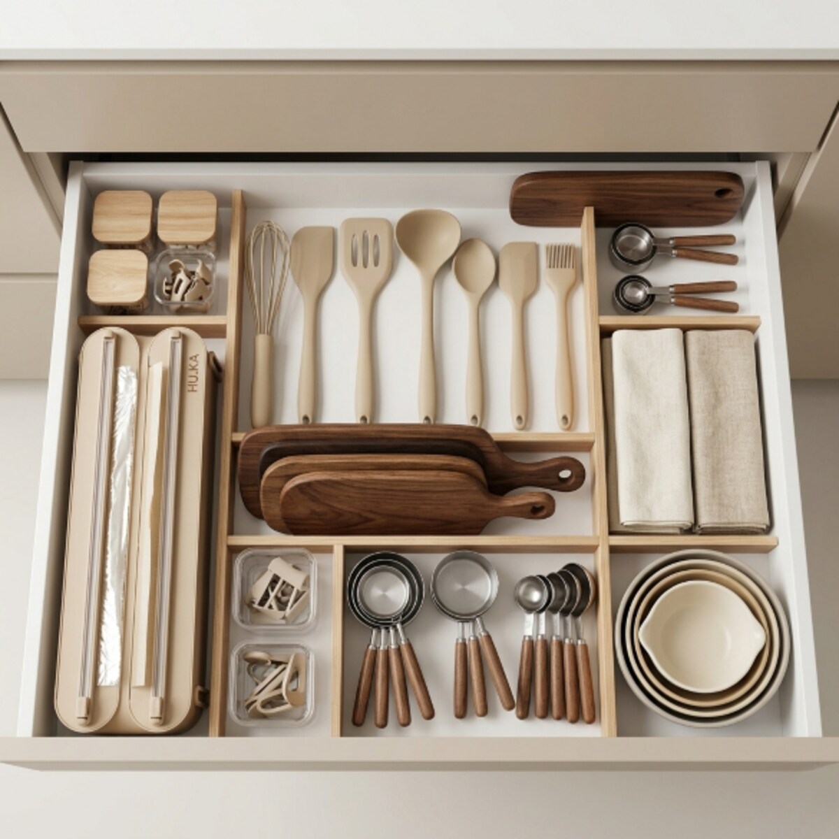 HU.KA Fold organizer do folii spożywczej 3w1 uchwyt na ręcznik papierowy