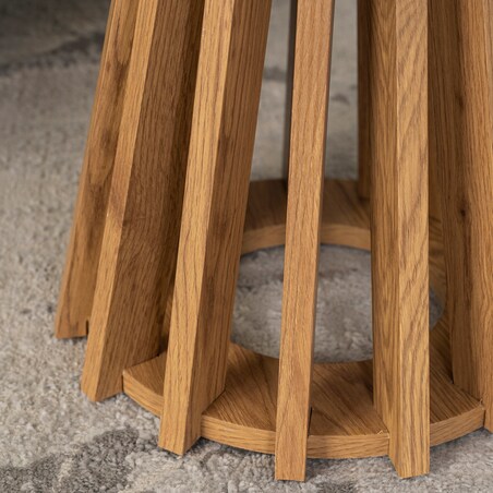 Stolik Kawowy Okrągły Dąb Mały Loft Okrągła Ława HARPER