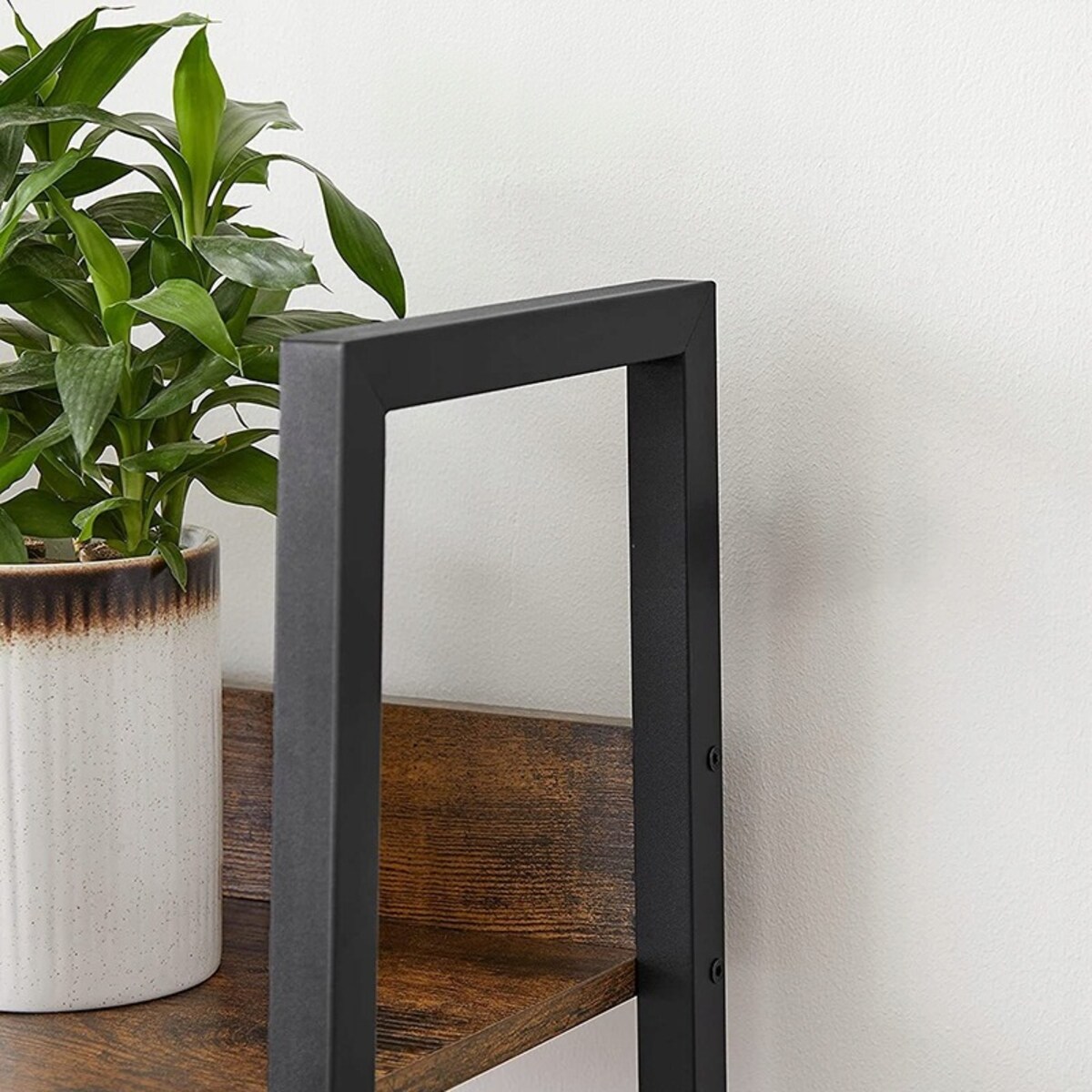 Industrialny regał stojący czarny 5 półek drabinka na książki loft modern