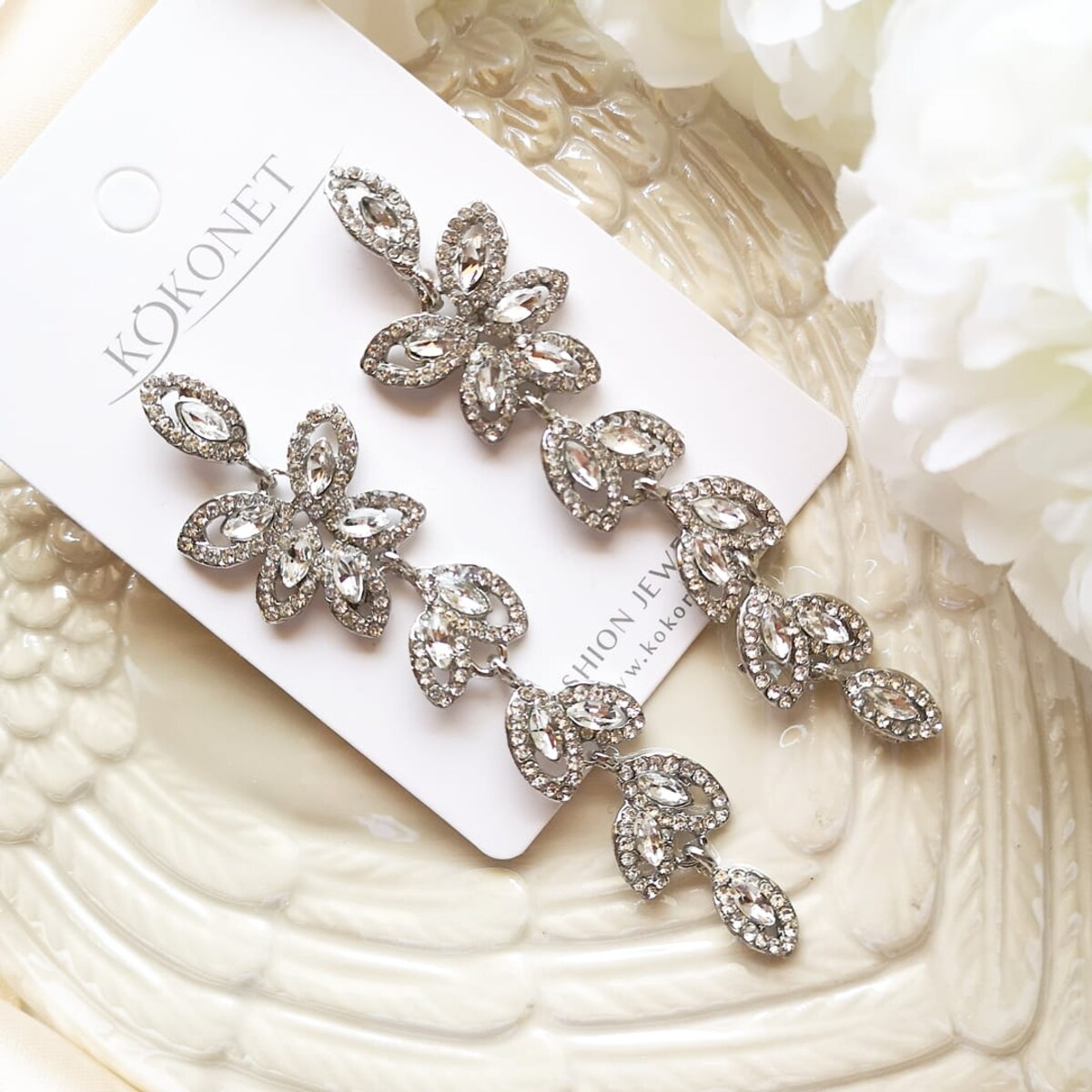 Kolczyki srebrne długie na ślub