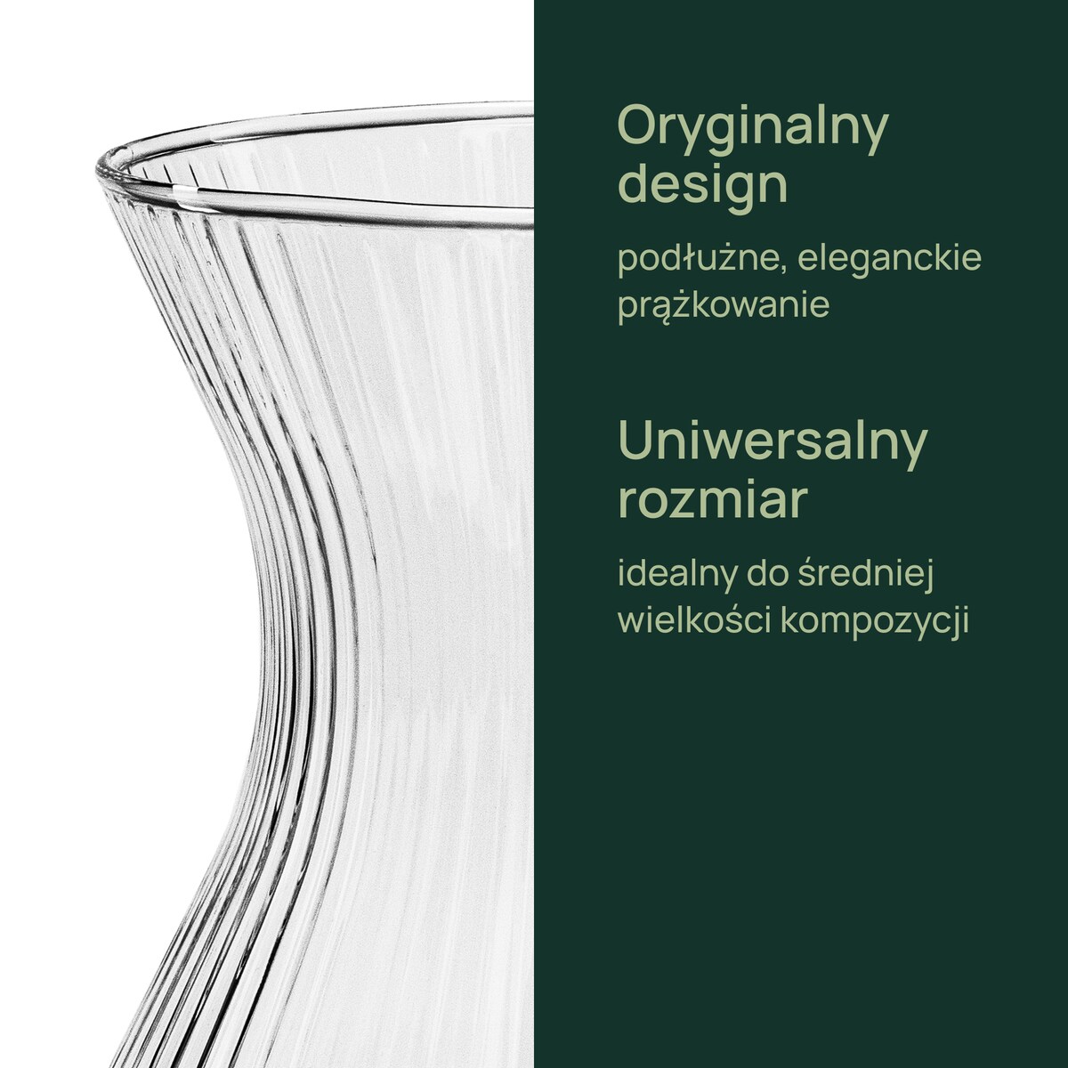 Wazon szklany prążkowany Lyra 18 cm