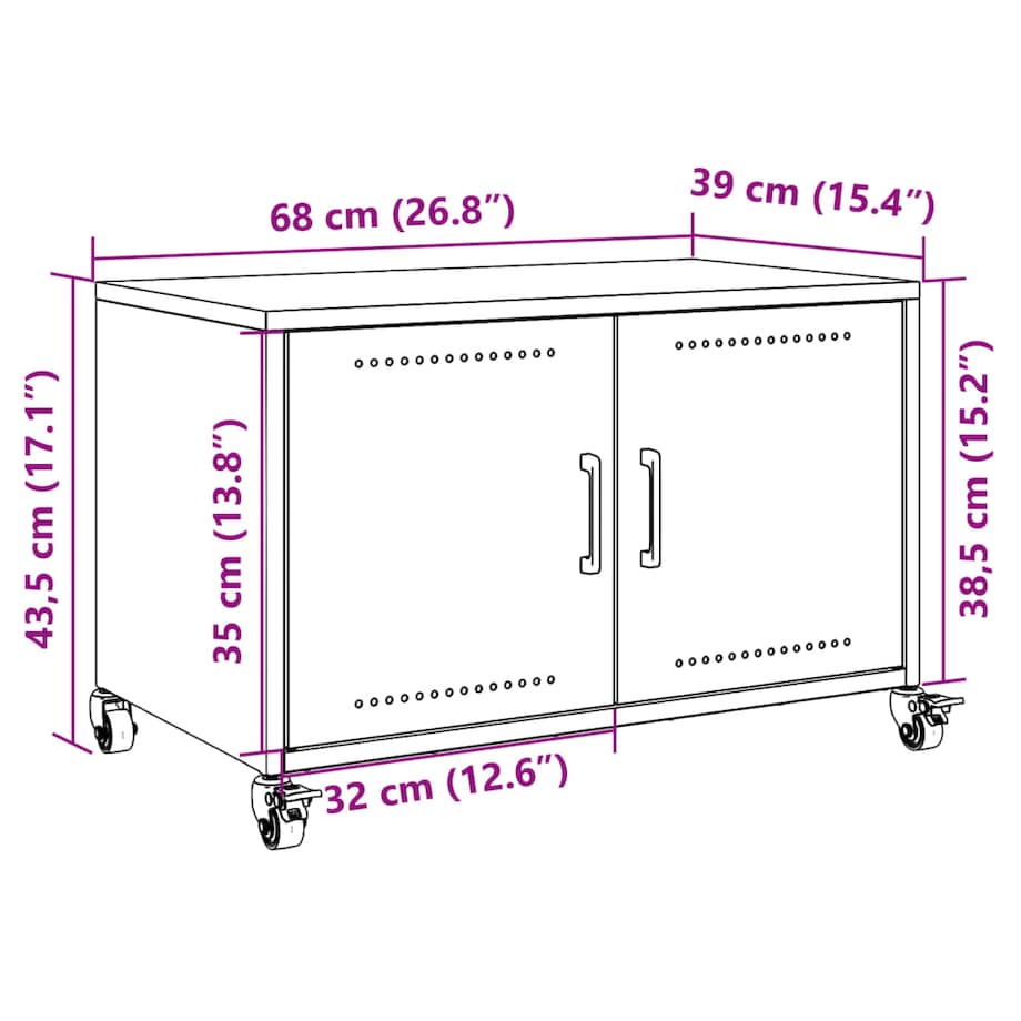 vidaXL Szafka RTV, antracytowa, 68x39x43,5 cm, stal