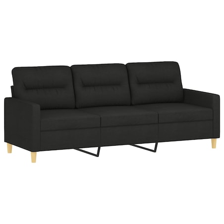 vidaXL Sofa 3-osobowa, czarna, 180 cm, tapicerowana tkaniną
