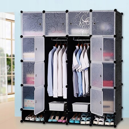 Duża modułowa szafa garderoba półka wieszak xxl czarna wysoka pojemna