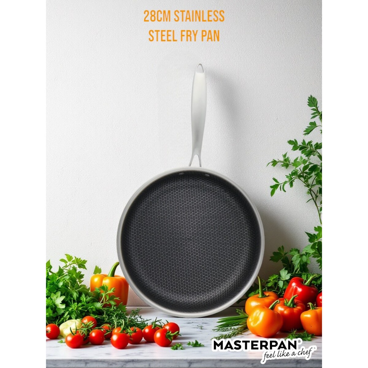 Patelnia Stalowa Głęboka Do Smażenia 28 Cm Z Pokrywą Nieprzywierająca Indukcja