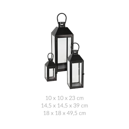 Zestaw metalowych lampionów dekoracyjnych, 3 rozmiary w komplecie